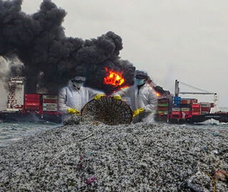 Container ship explosion