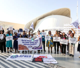 Rural peoples speak out for food, land, and climate justice action by Pesticide Action Network Asia BHD at the UN Climate Change Conference COP28 at Expo City Dubai on December 6, 2023, in Dubai, United Arab Emirates. (Photo by COP28 / Mark Field)
