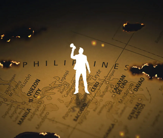 silhouette against map of Philippines