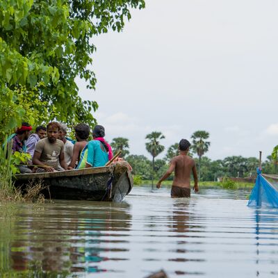 People stranded in the flood of Bihar.