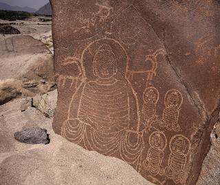 One of the many ancient rock carvings that will be submerged by the Diamer Basha dam