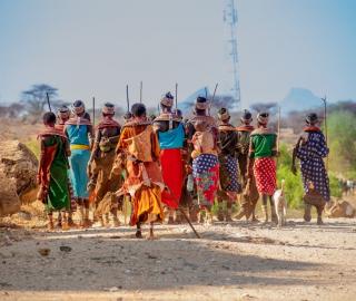 Samburu people on a dirt track