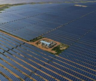 A large expanse of solar panels in India